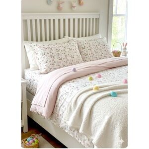 EN VOGUE EASTER BUNNY WHIMSICAL QUEEN SHEET SET 4 PIECE BRUSHED SOFT COTTAGECORE
